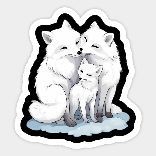 Cute Arctic Fox Family Sticker by animegirlnft